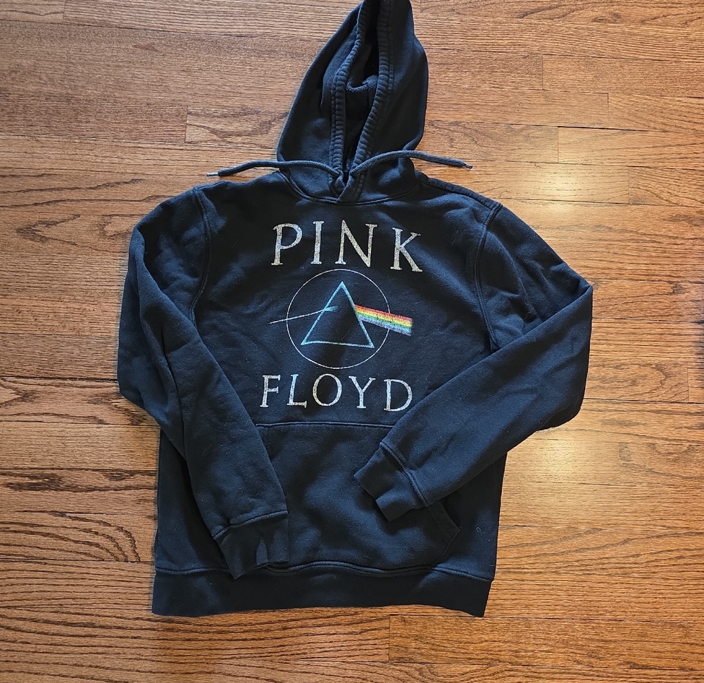 Old Navy Black Crewneck Hoodie with Multicolor Prism Graphic